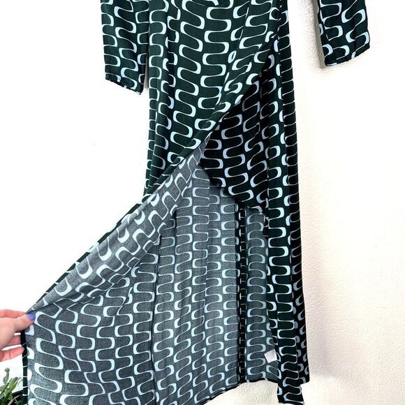 Reformation Hilda Midi Dress Venture Print Green Blue Retro Square Neck US 4 - Picture 5 of 9